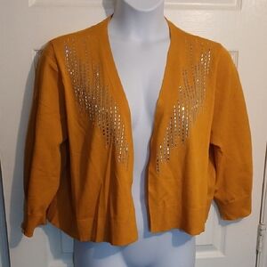 Plus Mustard Cardigan with Silver Bling Accents. Sz. 2X